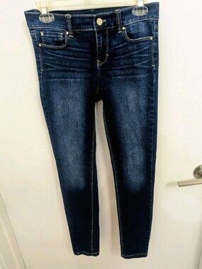 WHBM Skinny Mid Rise Blue Jeans Pockets Size 0 Regular